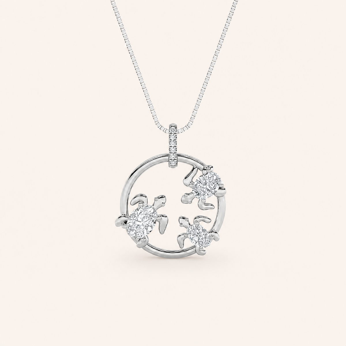 2CT Oval Cur Lab Grown Diamond Baby Tutle Pendant Necklace