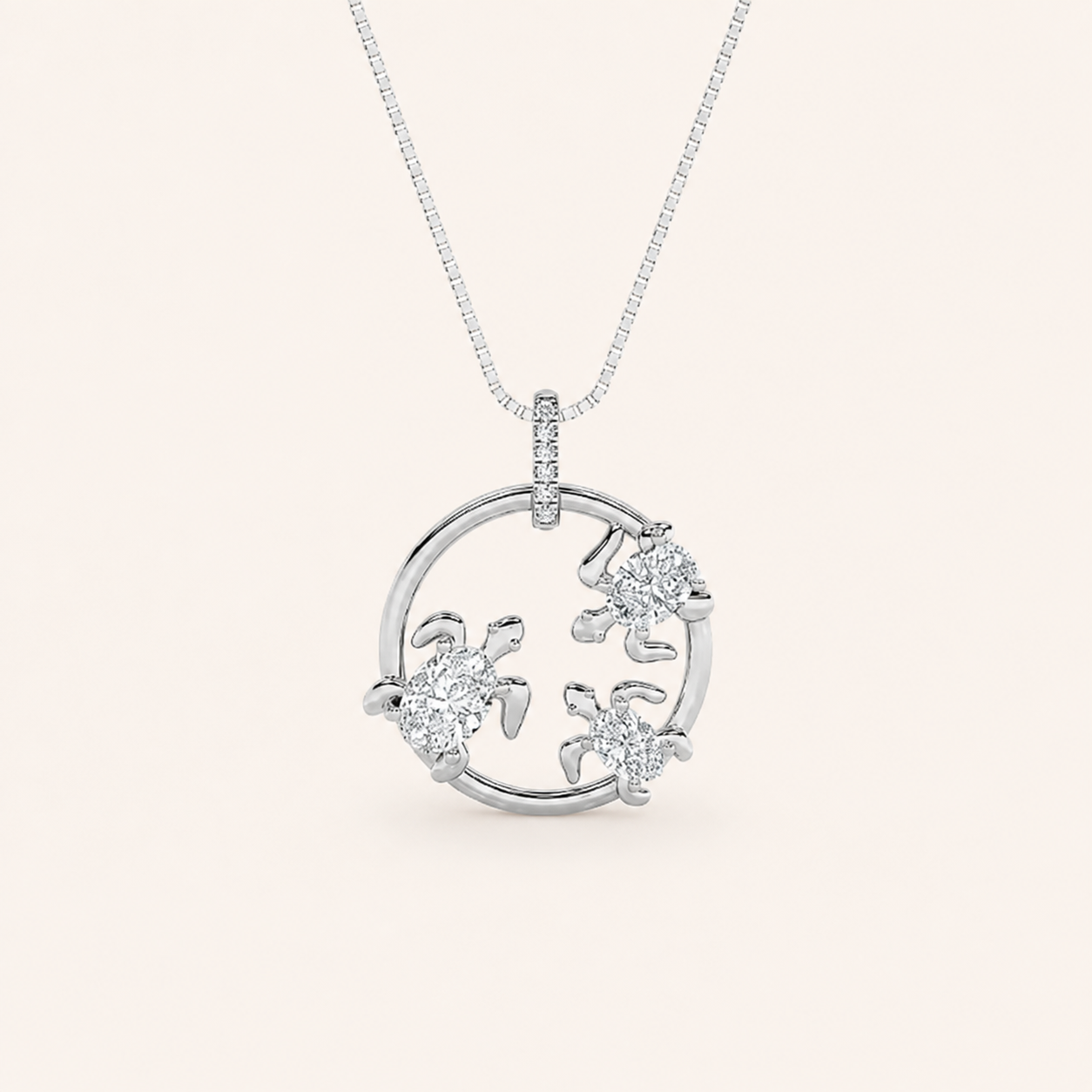 2CT Oval Cur Lab Grown Diamond Baby Tutle Pendant Necklace