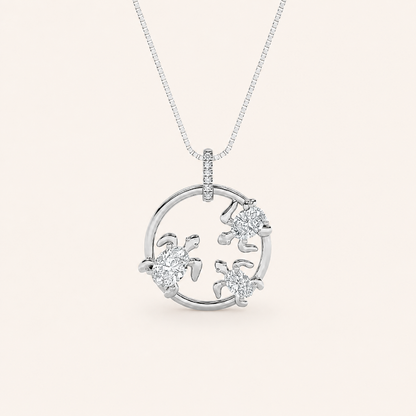 2CT Oval Cur Lab Grown Diamond Baby Tutle Pendant Necklace