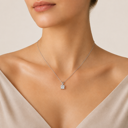 3CT Princess Cut Lab Grown Diamond Split Bale Pendant Necklace