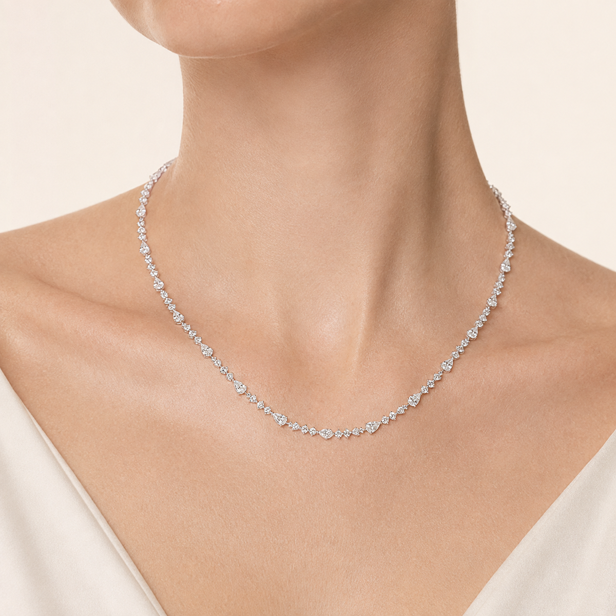 12CT Round Cut Lab Grown Diamond Tennis Necklace