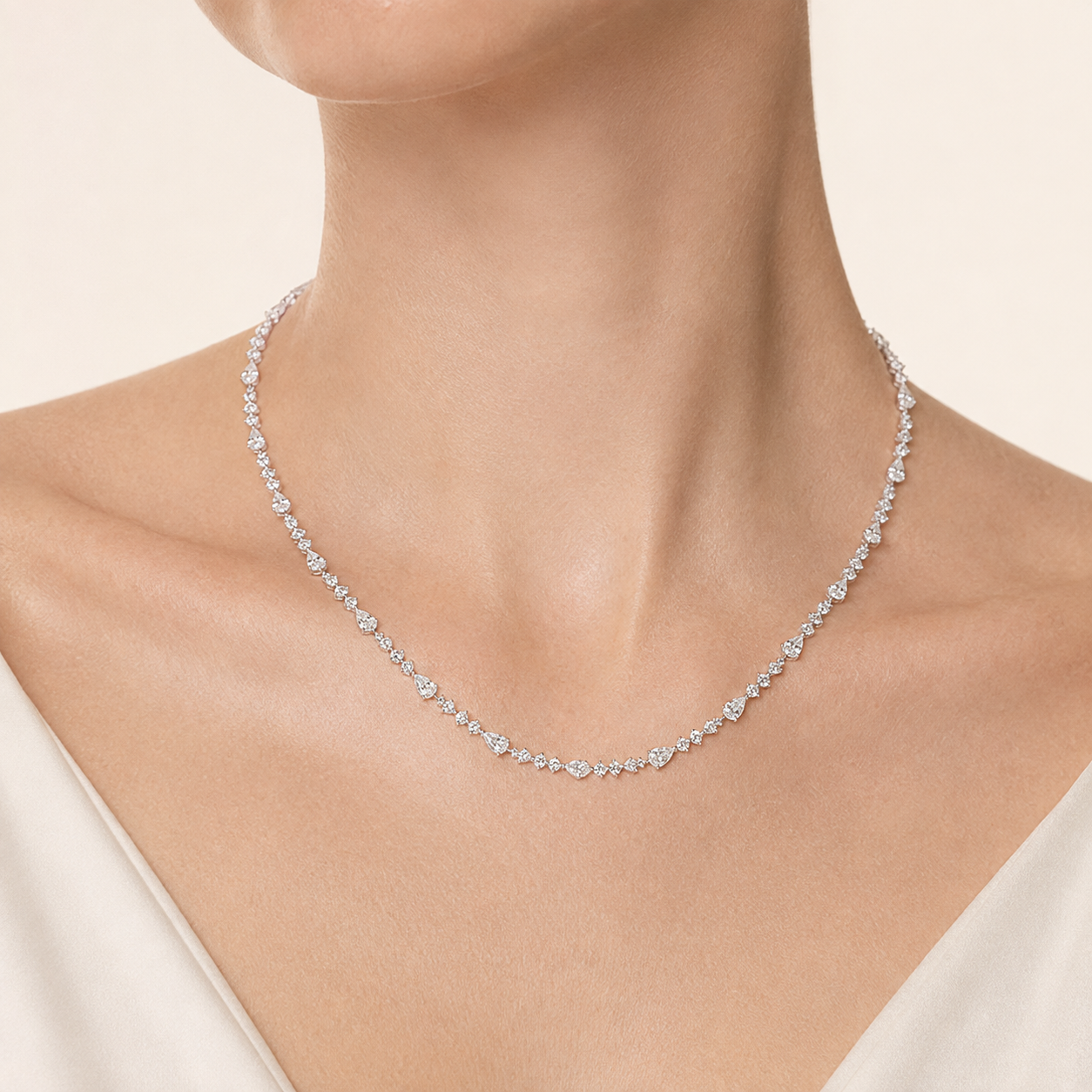 12CT Round Cut Lab Grown Diamond Tennis Necklace