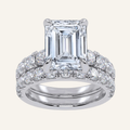 5.04CT Emerald Cut Certified Lab Grown Diamond Hidden Halo Bridal Set