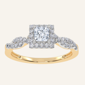 0.51CT Princess Cut Lab Grown Diamond Promise Halo Ring