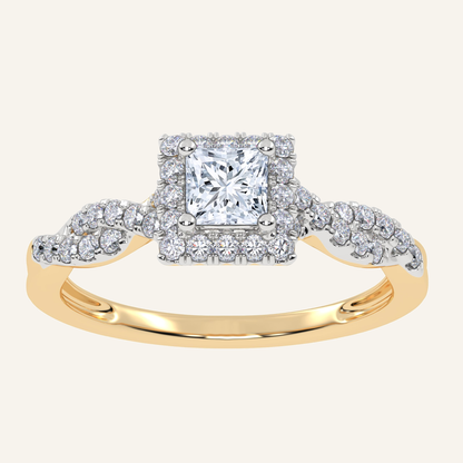 0.51CT Princess Cut Lab Grown Diamond Promise Halo Ring