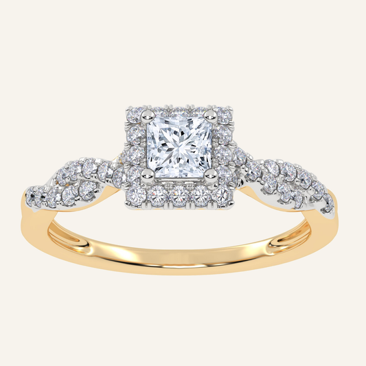 0.51CT Princess Cut Lab Grown Diamond Promise Halo Ring