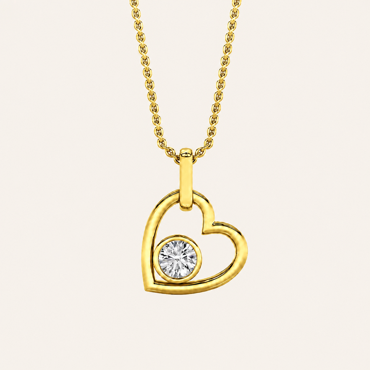 0.33CT Round Cut Lab Grown Diamond Pendant Heart Necklace