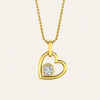 0.33CT Round Cut Lab Grown Diamond Pendant Heart Necklace