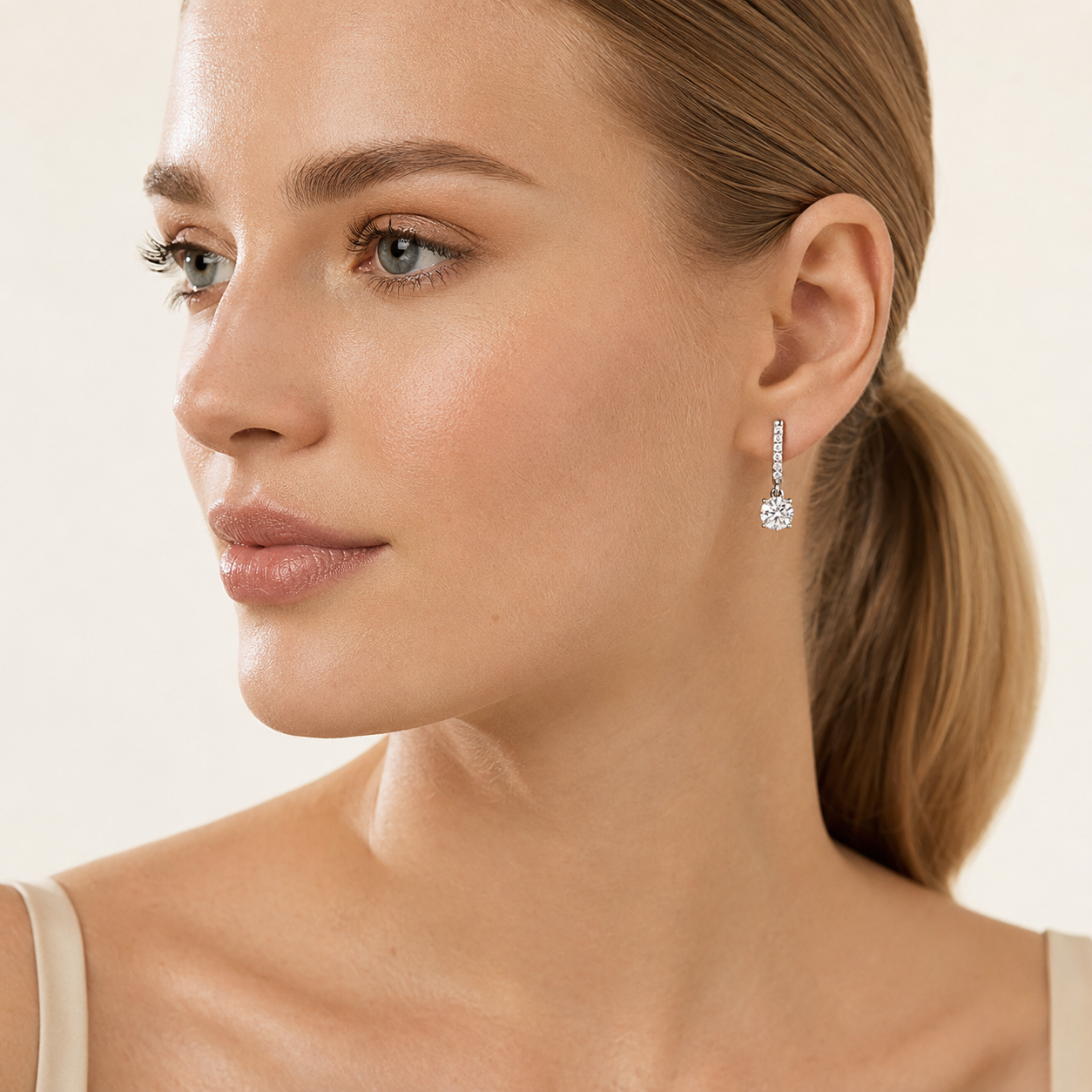 2.10CT Round Cut Lab Grown Diamond Earrings