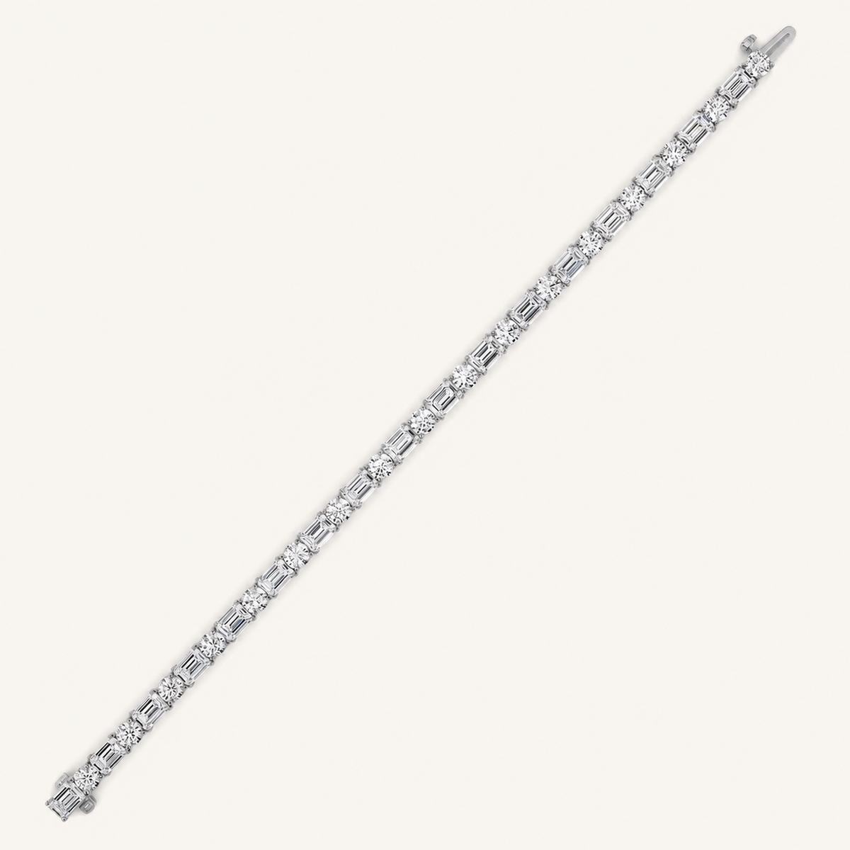 15CT Emerald And Round Cut Lab Grown Diamond Bracelet