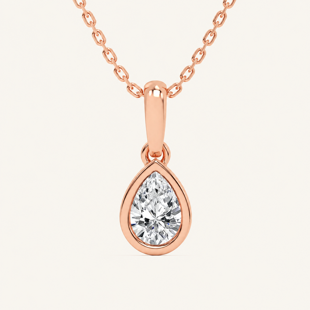0.50CT Pear Cut Lab Grown Diamond Pendant Necklace