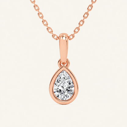 0.50CT Pear Cut Lab Grown Diamond Pendant Necklace