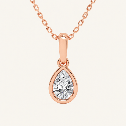 0.50CT Pear Cut Lab Grown Diamond Pendant Necklace