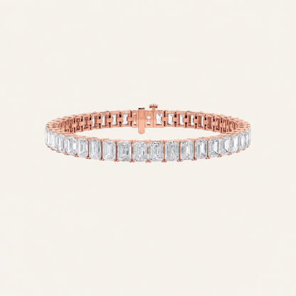 18.5CT Emerald Cut Lab Grown Diamond Tennis Bracelet