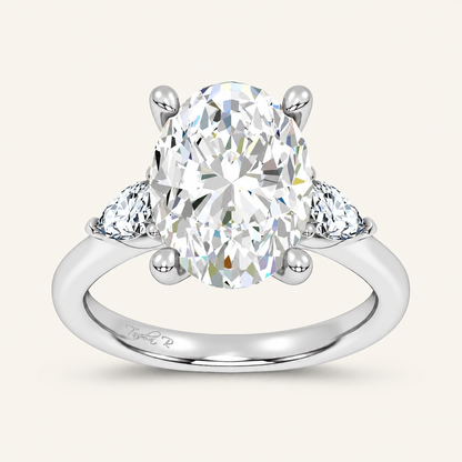 6.61CT Oval Cut Lab Grown Diamond Three Stone Ring