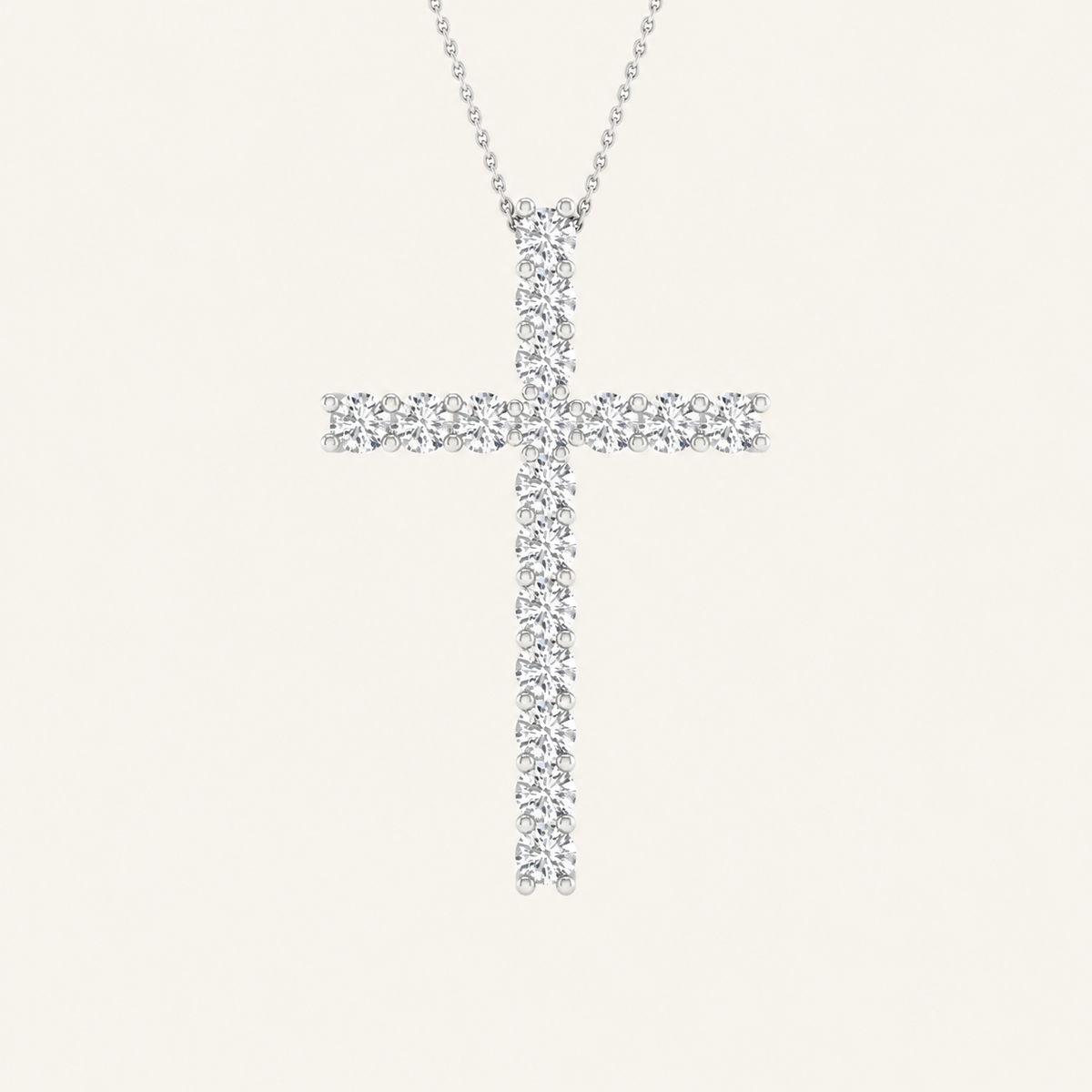 1.00CT Round Cut Certified Lab Grown Diamond Cross Pendant