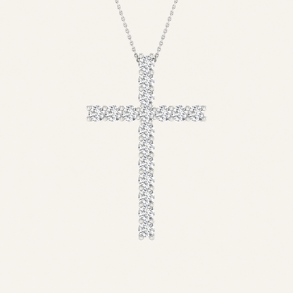 1.00CT Round Cut Certified Lab Grown Diamond Cross Pendant