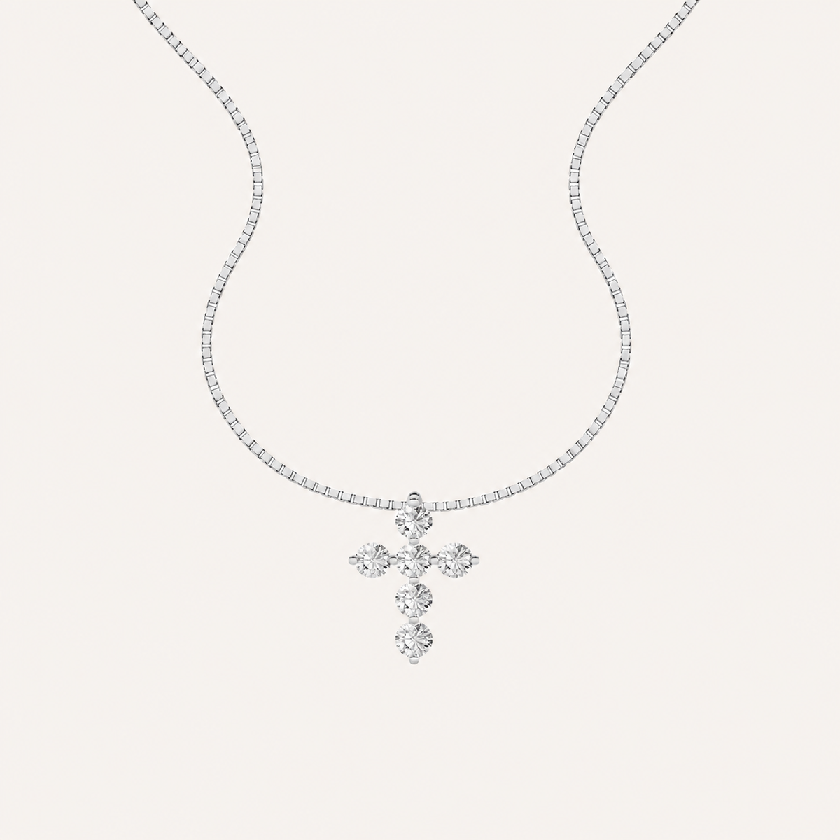 1.5CT Round Cut Lab Grown Diamond Pendant Cross Necklace