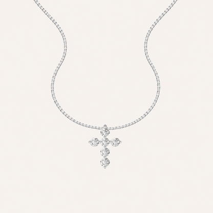 1.5CT Round Cut Lab Grown Diamond Pendant Cross Necklace