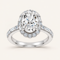 3.82CT Oval Cut Lab Grown Diamond Halo Side Stone Ring