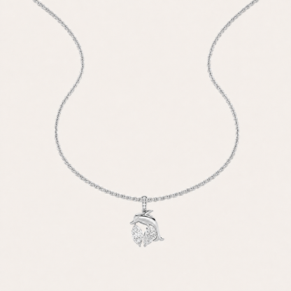 2CT Marquise Cut Lab Grown Diamond Dolphin Pendant Necklace