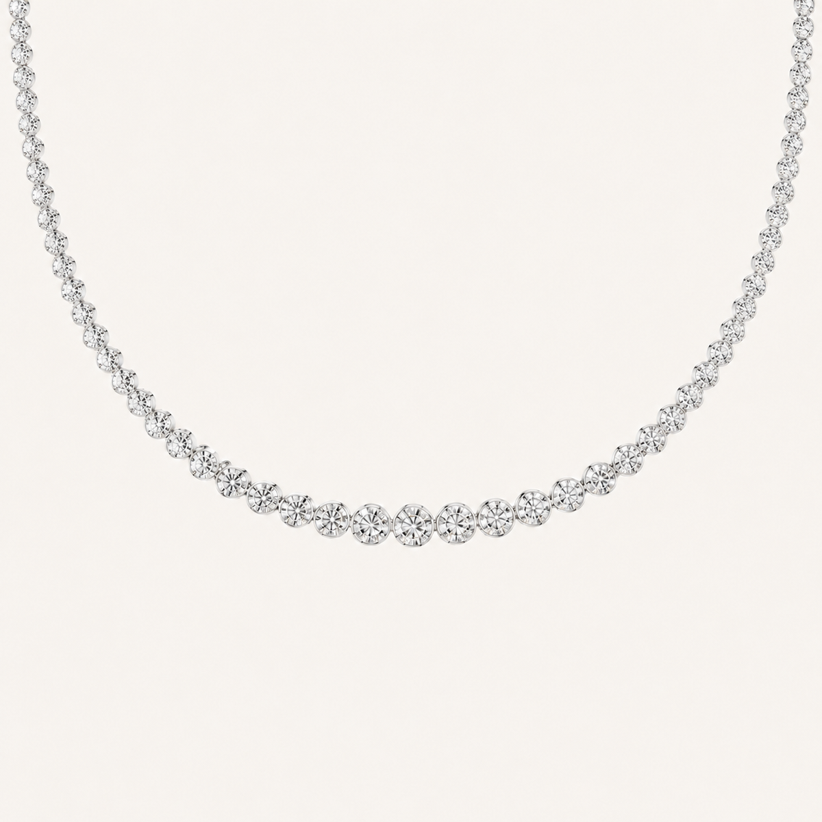 10CT Round Cut Lab Grown Diamond Graduating Tennis Necklace