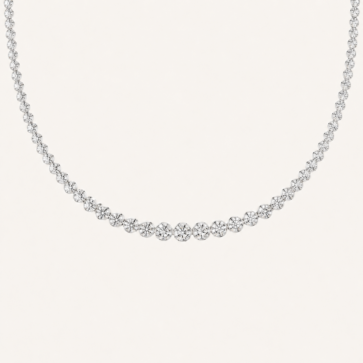 10CT Round Cut Lab Grown Diamond Graduating Tennis Necklace