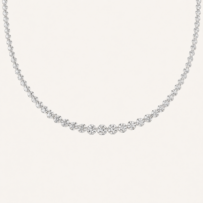 10CT Round Cut Lab Grown Diamond Graduating Tennis Necklace