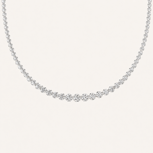 10CT Round Cut Lab Grown Diamond Graduating Tennis Necklace
