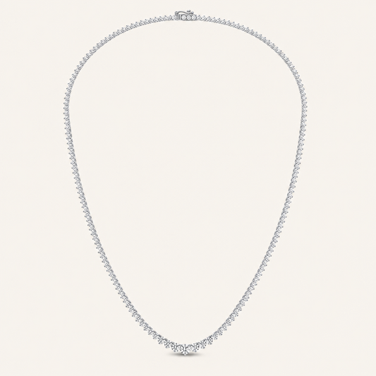 7.00CT Round Cut Lab Grown Diamond Graduated Necklace