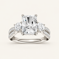 4CT Radiant Cut Lab Grown Diamond Hidden Halo Three Stone Ring