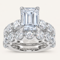 10.00CT Emerald Cut Lab Grown Diamond Bridal Set Ring