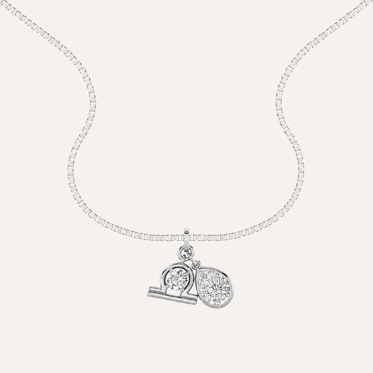 1CT Pear Cut Lab Grown Diamond Zodic Pendant Necklace