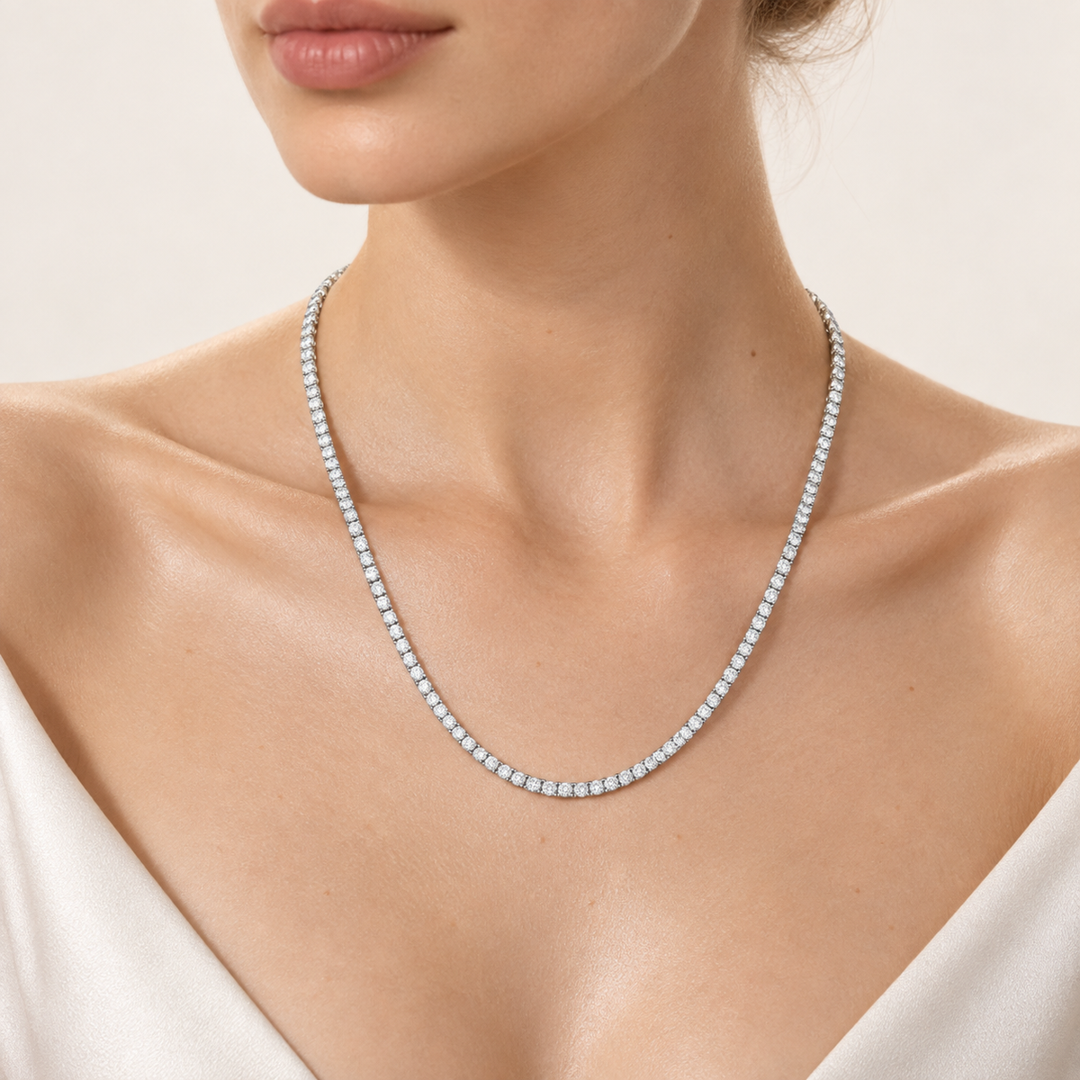 10.00CT Round Cut Lab Grown Diamond Tennis Necklace