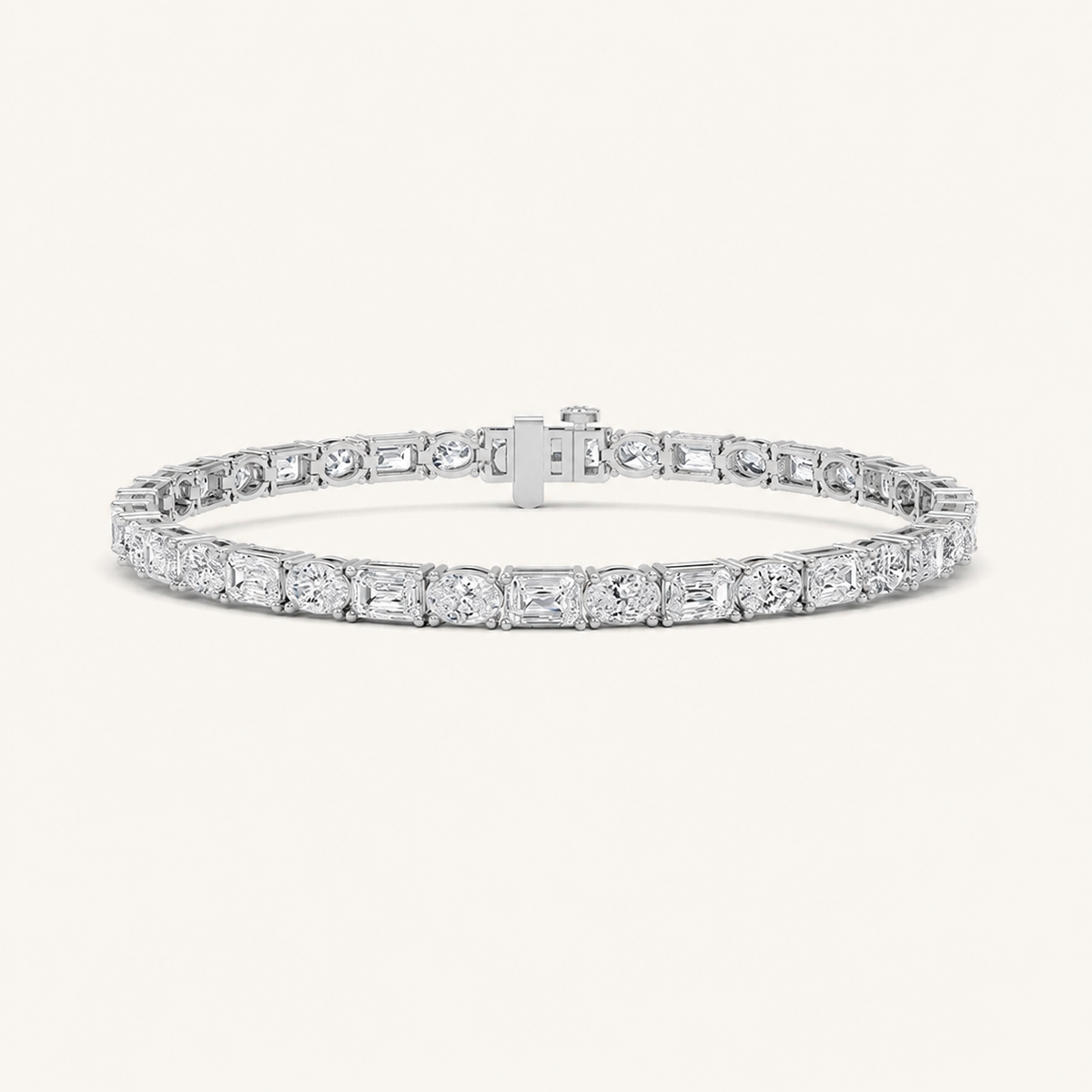 10CT Emerald And Round Cut Lab Grown Diamond Bracelet