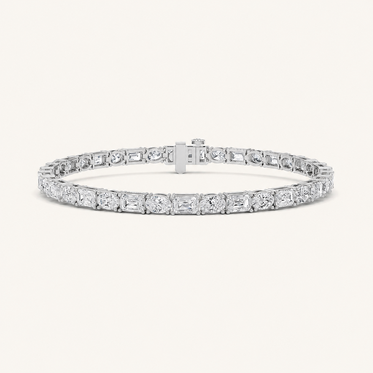 10CT Emerald And Round Cut Lab Grown Diamond Bracelet