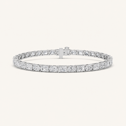 10CT Emerald And Round Cut Lab Grown Diamond Bracelet