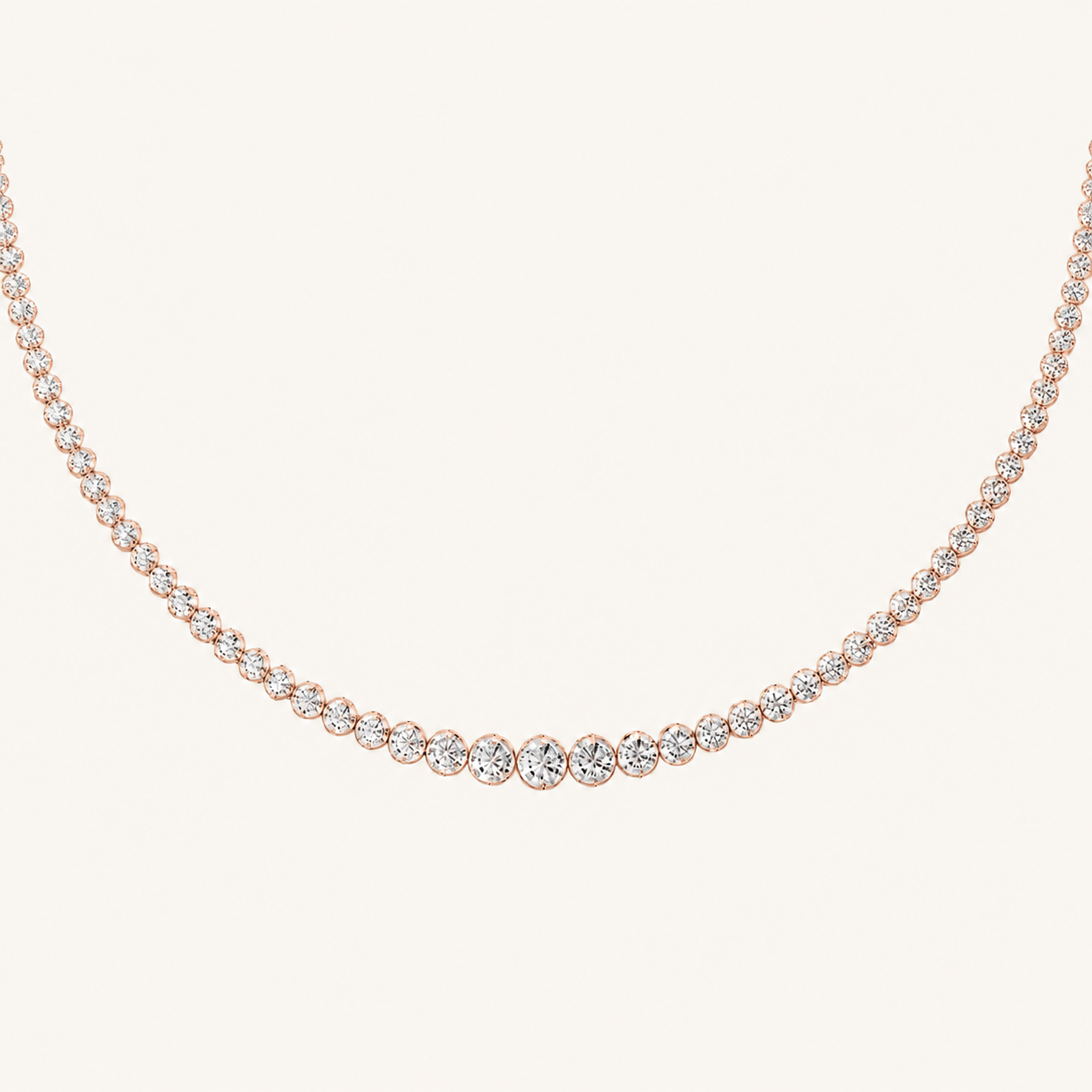 7CT Round Cut Lab Grown Diamond Graduating Tennis Necklace
