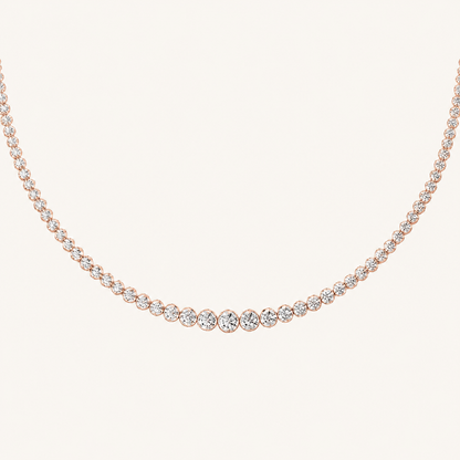 7CT Round Cut Lab Grown Diamond Graduating Tennis Necklace