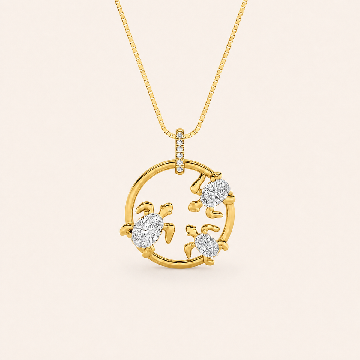2CT Oval Cur Lab Grown Diamond Baby Tutle Pendant Necklace
