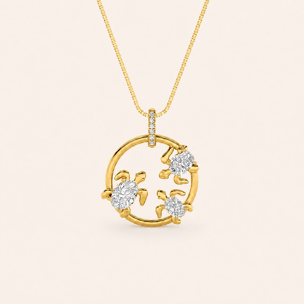 2CT Oval Cur Lab Grown Diamond Baby Tutle Pendant Necklace