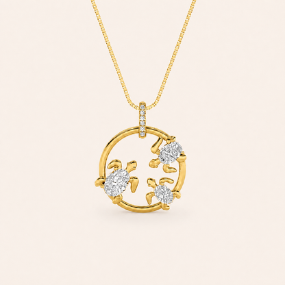 2CT Oval Cur Lab Grown Diamond Baby Tutle Pendant Necklace