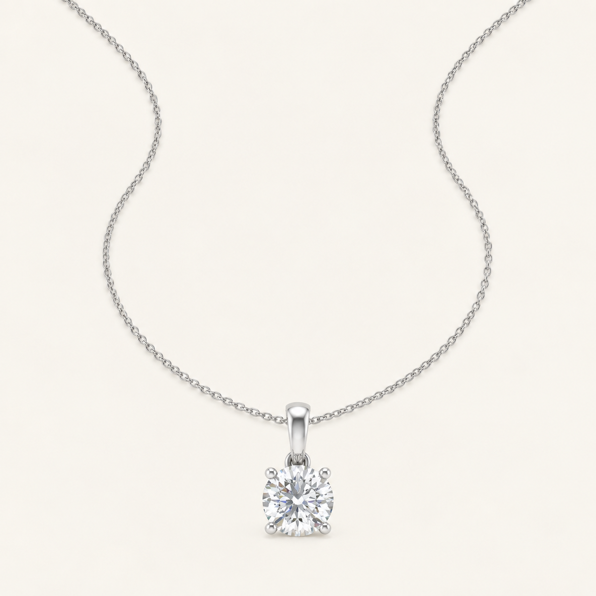 1.00CT Round Cut Certified Lab Grown Diamond Pendant