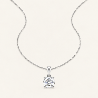 1.00CT Round Cut Certified Lab Grown Diamond Pendant