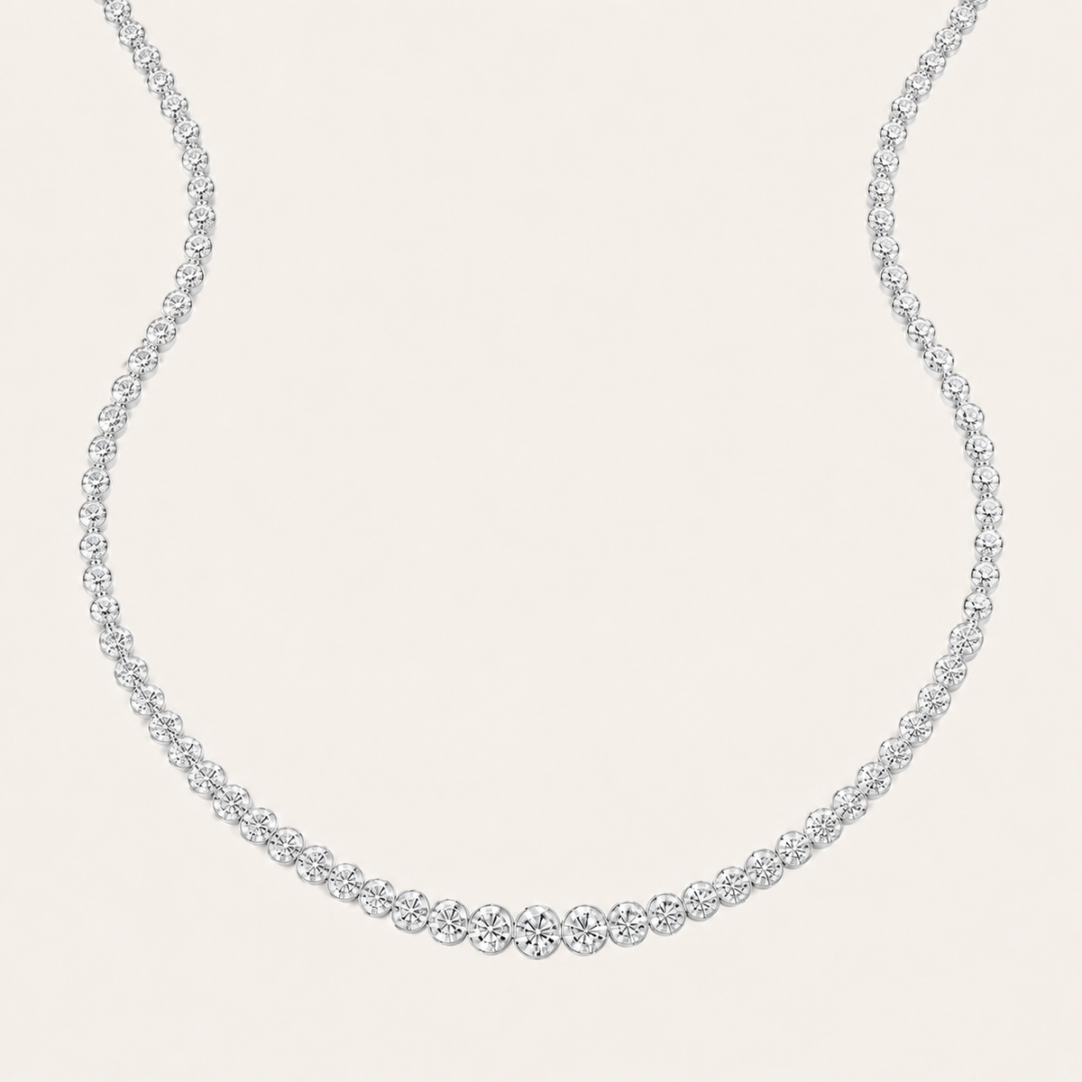 10CT Round Cut Lab Grown Diamond Graduating Tennis Necklace