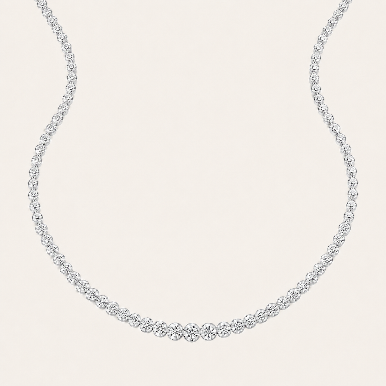 10CT Round Cut Lab Grown Diamond Graduating Tennis Necklace