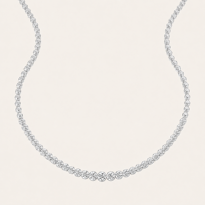 10CT Round Cut Lab Grown Diamond Graduating Tennis Necklace