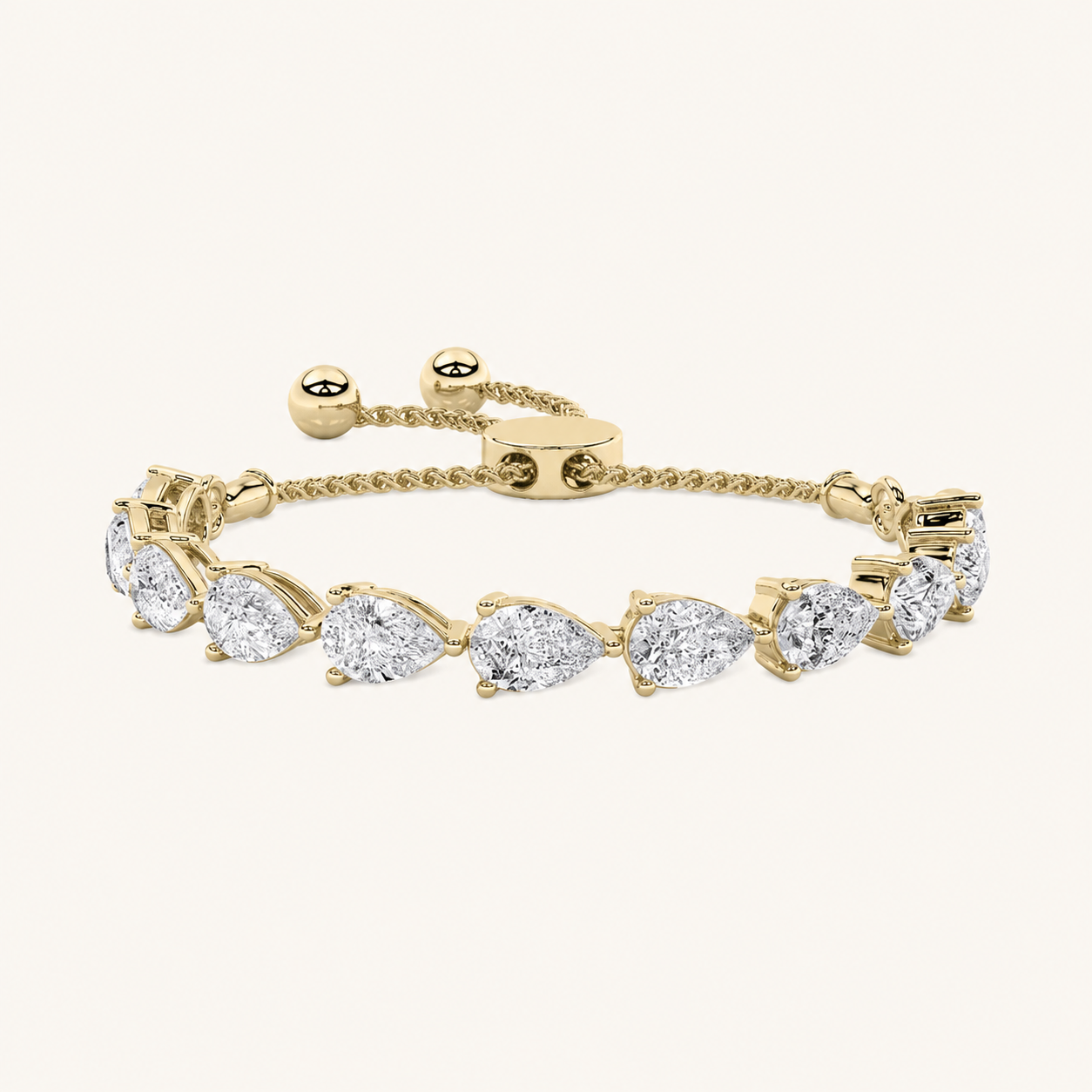 3.5CT Pear Cut Lab Grown Diamond Bolo Bracelet