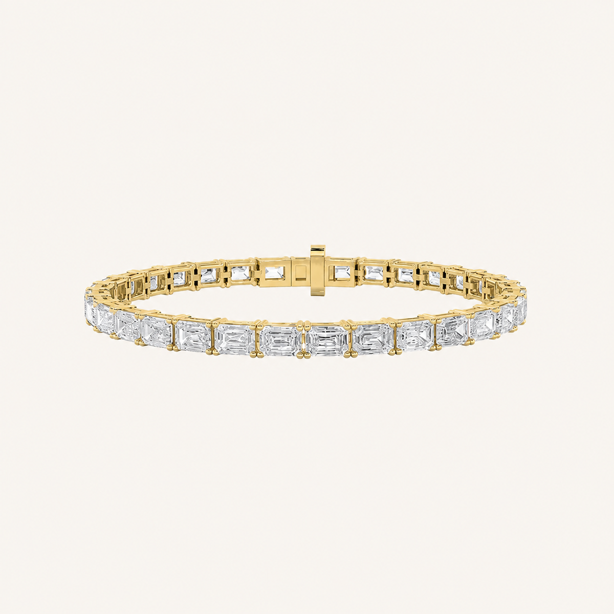 10CT Emerald Cut Lab Grown Diamond East West Line Tennis Bracelet