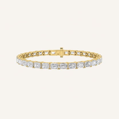 10CT Emerald Cut Lab Grown Diamond East West Line Tennis Bracelet